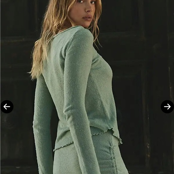 Free People NWT Free-est Cabo Long Sleeve SweaterTop in Summer Sage Size XL - Picture 2 of 6